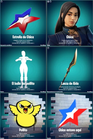 Todos los objetos de Chica en Fortnite