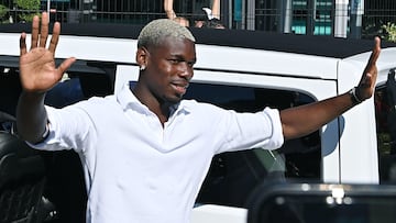 Turin (Italy), 09/07/2022.- New Juventus' player Paul Pogba arrives at the J Medical center to undergo medical tests, in Turin, Italy, 09 July 2022. The French international has arrived in Turin to complete his return to Italian Serie A soccer side Juventus on a free transfer. (Italia) EFE/EPA/Alessandro Di Marco