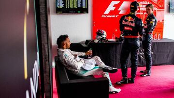 Lewis Hamilton en la antesala del pódium del GP Alemania 2016.