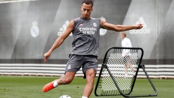 Lucas Vázquez, en un entrenamiento del Real Madrid.