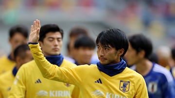 Soccer Football - International Friendly - Japan v United States - Merkur Spiel-Arena, Dusseldorf, Germany - September 23, 2022 Japan's Gaku Shibasaki celebrates after the match REUTERS/Thilo Schmuelgen