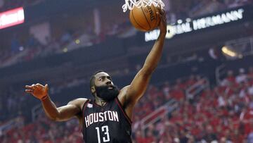 HOUSTON, TX - APRIL 16: James Harden #13 of the Houston Rockets drives past Andre Roberson #21 of the Oklahoma City Thunder for a layup during the first quarter during Game One of the first round of the Western Conference 2017 NBA Playoffs at Toyota Center on April 16, 2017 in Houston, Texas. NOTE TO USER: User expressly acknowledges and agrees that, by downloading and/or using this photograph, user is consenting to the terms and conditions of the Getty Images License Agreement. Bob Levey/Getty Images/AFP
== FOR NEWSPAPERS, INTERNET, TELCOS & TELEVISION USE ONLY ==