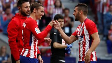 Griezmann, en el momento en el que entr&oacute; en el Atl&eacute;tico de Madrid-Eibar, por Koke. 