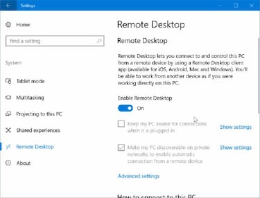 Como utilizar tu ordenador en remoto sin utilizar apps con Windows 10