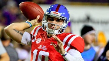 Oct 22, 2016; Baton Rouge, LA, USA; Mississippi Rebels quarterback Chad Kelly (10) before a game against the LSU Tigers at Tiger Stadium. Mandatory Credit: Derick E. Hingle-USA TODAY Sports