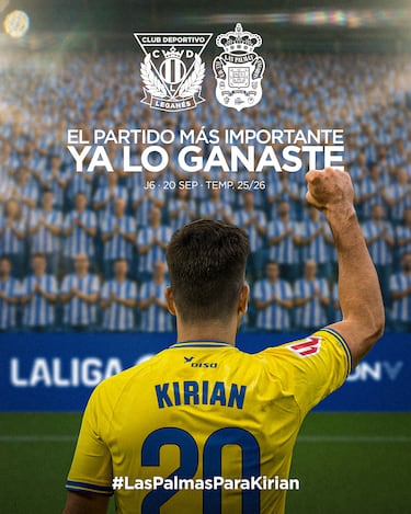 El Leganés rinde tributo a Kirian en la previa de su duelo ante Las Palmas en Butarque