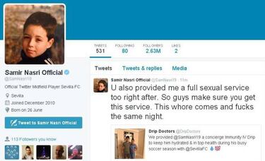 Samir Nasri's Twitter account hacked