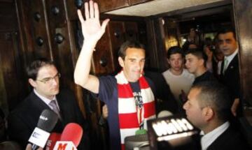 El Atlético de Madrid celebra el título de Liga en el restaurante Asador Donostiarra. Godín.