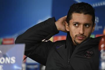 Comparecencia ante la prensa de Marquinhos y Emery.