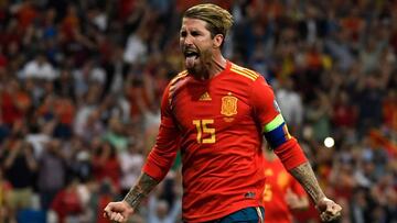 Ramos celebr&oacute; as&iacute; su gol a Suecia.