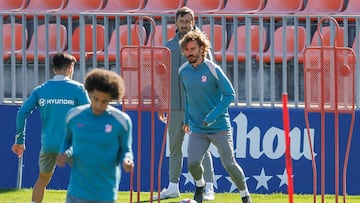 Griezmann, en el entrenamiento del Atlético.