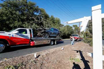 El automvil de Tiger Woods tras el accidente de trfico en el suroeste de Los ?ngeles, California (EE.UU).