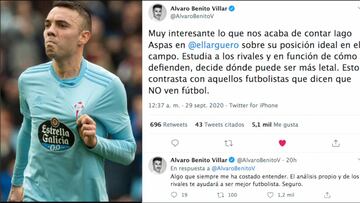 La futbolera respuesta de Aspas que ha enamorado a Álvaro Benito: 5.000 'likes' en un día