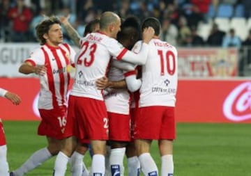 Celebración del Almería. 2-1.