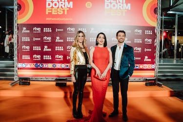 Los presentadores del Benidorm Fest (de izquierda a derecha) Ana Prada, Ruth Lorenzo y Marc Calderó.