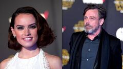 Daisy Ridley y Mark Hamill en la presentaci&oacute;n de Star Wars VII