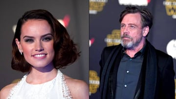 Daisy Ridley y Mark Hamill en la presentaci&oacute;n de Star Wars VII