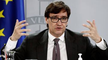 GRAF4173. MADRID, 20/10/2020.- El ministro de Sanidad, Salvador Illa durante su intervención en la rueda de prensa posterior a la reunión semanal del Consejo de ministros, este martes en Moncloa. EFE/ Mariscal
