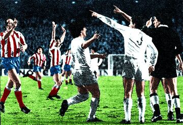 Emilio Carlos Guruceta Muro fue uno de los mejores árbitros españoles de la década los 70 y los 80, aunque fueron mucho más sonados sus errores (de bulto) a lo largo de su carrera arbitral, frenada en seco por un accidente mortal en Fraga en 1987 cuando se dirigía a arbitrar un encuentro de Liga entre el Osasuna de Pamplona y el Real Madrid de Copa. Uno de esos tuvo como protagonistas al Atlético de Madrid y al Real Madrid. Fue una eliminatoria de Copa en 1979, y en la que el equipo blanco eliminó de la competición a los rojiblancos… tras anularles dos goles, uno de Arteche en el minuto 80 de encuentro, y otro de Leivinha en el minuto 103, en medio de la prórroga. No contento con eso, tampoco señaló un penalti por caída de Rubén Cano en el área blanca (“Para que te cobren un penalti aquí te tienen que operar de apendicitis”, diría tras el partido). Pero lo que irritó a los seguidores rojiblancos fue su actitud tras anular el gol de Leivinha. Un tanto que había concedido, pero que su juez de línea le avisó. El cabreo del vestuario atlético era de tal calibre que el técnico húngaro Ferenc Szusza lo quiso resumir de la siguiente manera: “Soy extranjero y deportista y no está bien que diga cosas feas…”.