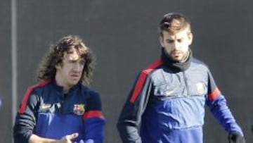 Puyol, sustituido ante Betis, se entrenó al margen del grupo.