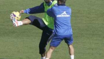 Carlos Aranda durante un entrenamiento del Zaragoza.