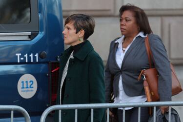 Inés Guardiola, abogada del brasileño, llegado a la Audiencia de Barcelona.