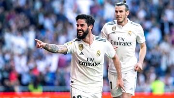 Isco celebra su gol con Bale al fondo.