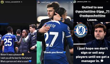 Moisés Caicedo, Malo Gusto y John Terry se despiden en Instagram de Mauricio Pochettino tras anunciarse su salida del Chelsea.
