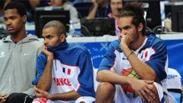 Tony Parker y Joakim Noah en el partido ante España en Lituania.