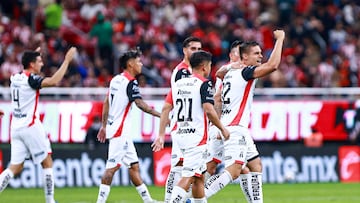 during the Play-In round match between Guadalajara and Atlas as part of the Liga BBVA MX, Torneo Apertura 2024 at Akron Stadium on November 21, 2024 in Guadalajara, Jalisco, Mexico.