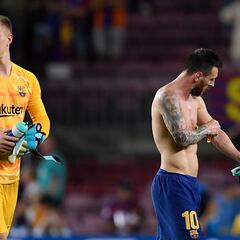 Ter Stegen deja en mal lugar a Messi