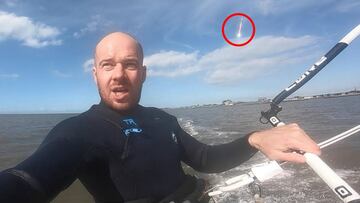 Un kitesurfista se graba mientras cae un meteorito en el agua en Alemania.