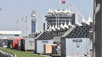 Preparativos en el circuito de Sakhir para el GP de Bahr&eacute;in de F1 2020. 