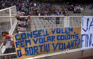 Un pancarta del 31 de mayo de 2009, pero aplicable a muchas temporadas en la historia del Espanyol.