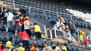 Pelea en Mestalla durante el Colombia-Irak 