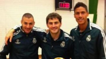 Casillas, basket con Benzema y Varane tras el entrenamiento