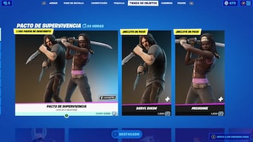 El contenido de The Walking Dead en Fortnite est&aacute; en la secci&oacute;n &quot;Pacto de Supervivencia&quot; de la tienda