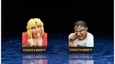 Las figuras de los personajes derrotados de Street Fighter II