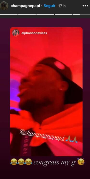 ¡Davies pierde la cabeza al recibir follow de Drake en Instagram!