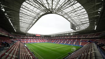 PAMPLONA, SPAIN - MAY 22: A general view inside the stadium prior to the LaLiga Santander match between CA Osasuna and RCD Mallorca at Estadio El Sadar on May 22, 2022 in Pamplona, Spain. (Photo by Angel Martinez/Getty Images)