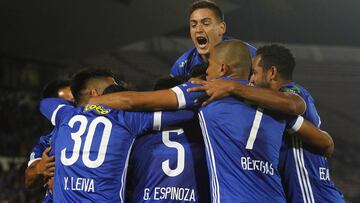 Futbol, Universidad de Chile vs Cobresal.
 Decimotercera fecha, campeonato de Clausura 2016/17
 El jugador de Universidad de Chile Gonzalo Espinoza,  celebra su gol contra Cobresal durante el partido de primera division en el estadio Nacional en Santiago,