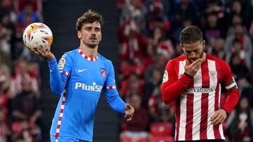 Griezmann ante Muniaín en otra noche de horror de los rojiblancos del Cholo.