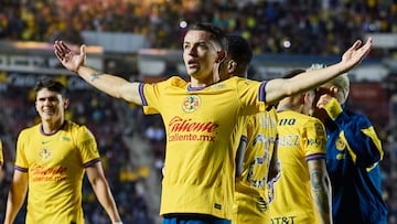 Alvaro Fidalgo celebrate this goal 2-1 of America during the 14th round match between America and Monterrey as part of the Liga BBVA MX, Torneo Apertura 2024 at Ciudad de los Deportes Stadium on October 27, 2024 in Mexico City, Mexico.