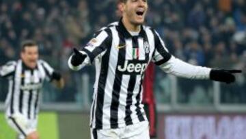 Álvaro Morata celebra un gol con la Juventus.