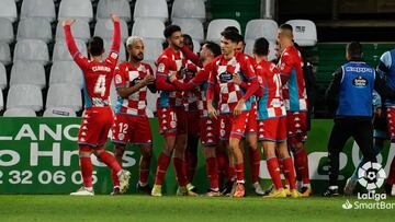 El CD Lugo celebra el gol de Chris Ramos.