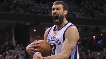 Dec 1, 2016; Memphis, TN, USA; Memphis Grizzlies center Marc Gasol (33) reacts after the game against the Orlando Magic at FedExForum. Memphis Grizzlies defeats the Orlando Magic 95-94. Mandatory Credit: Justin Ford-USA TODAY Sports
