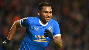 Alfredo Morelos en un partido de Rangers.