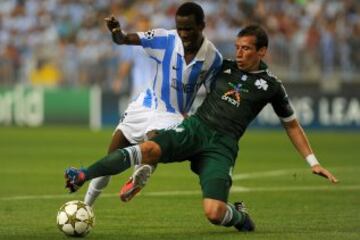 Jos谷 Manuel Vel芍zquez con el Panathinaikos (Grecia) debut車 en la Champions en la temporada 2012-2013.