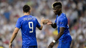 Pogba, junto con Morata en el Bernabéu en 2015.