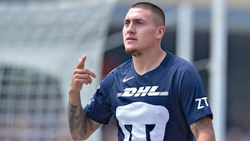 Futbol, Pumas Unam vs Santos
Torneo de Clausura Liga MX 2017.
El jugador de Pumas Unam, Nicolas Castillo celebra su gol contra Santos durante el partido de primera division en el estadio Olímpico Universitario, en Ciudad de Mexico, Mexico.
05/03/2017
Mexsport/Photosport********
Football, Pumas Unam vs Santos
Clousure Championship MX League 2017.
Pumas Unam's player Nicolas Castillo, in action during the first division football match held at the Olímpico Universitario stadium in Ciudad Mexico, Mexico.
05/03/2017
Mexsport/Photosport